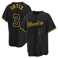 tocy M.Brewers #3 Joey Ortiz Player Black Snake Skin City Home Game Stitched Jerseys
