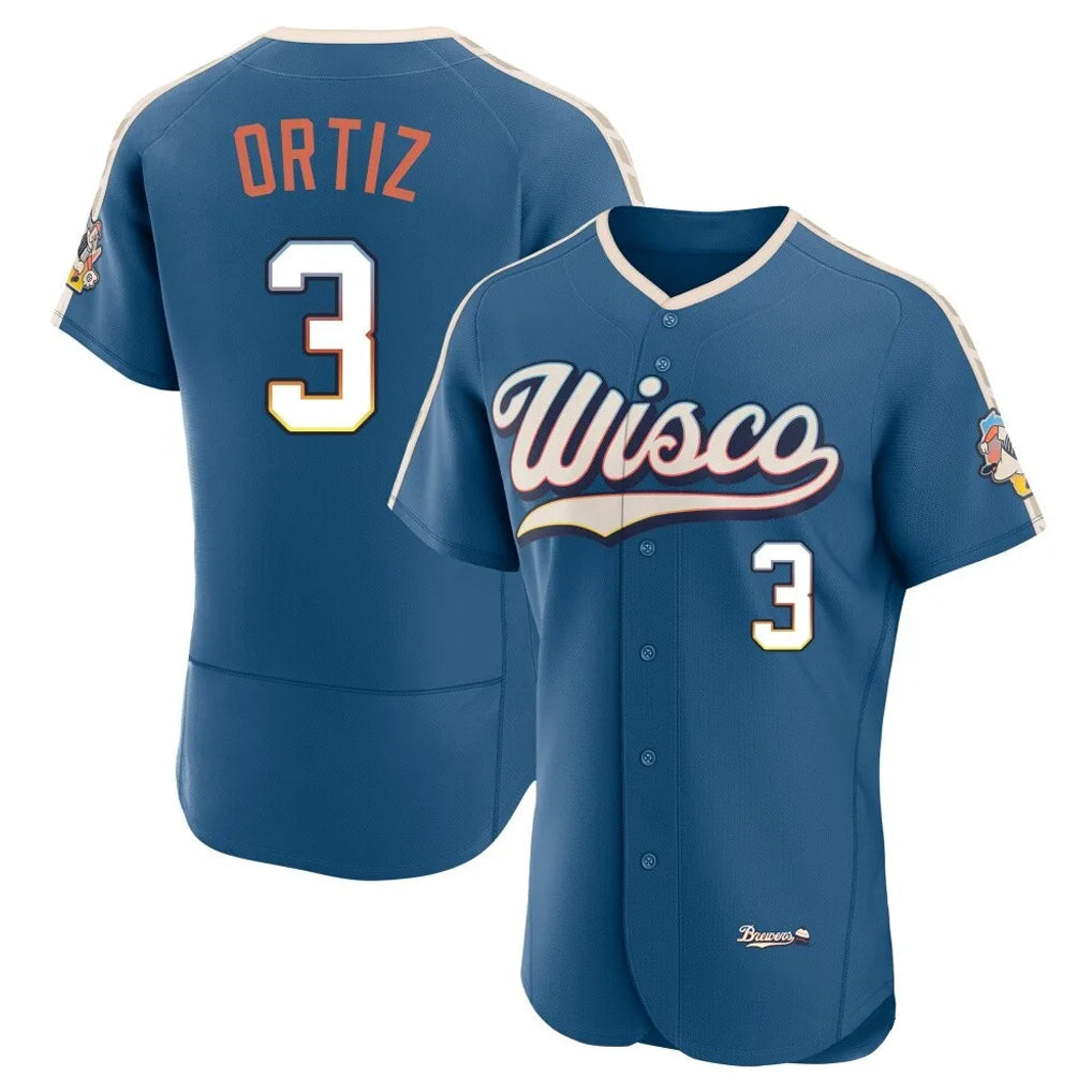 tocy M.Brewers #3 Joey Ortiz Player Blue 2026 City Connect Home Limited Elite Stitched Jerseys