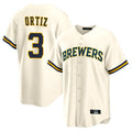 tocy M.Brewers #3 Joey Ortiz Player Cream Home Game Stitched Jerseys