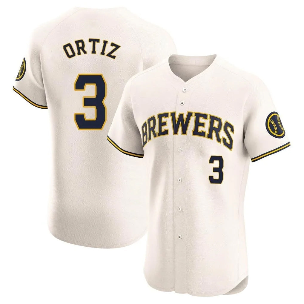 tocy M.Brewers #3 Joey Ortiz Player Cream Home Limited Elite Stitched Jerseys