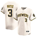 tocy M.Brewers #3 Joey Ortiz Player Cream Home Limited Game Stitched Jerseys