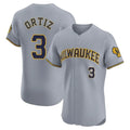 tocy M.Brewers #3 Joey Ortiz Player Gray Home Limited Elite Stitched Jerseys