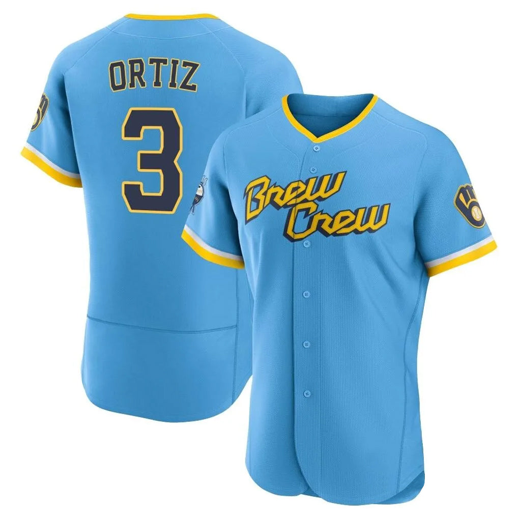 tocy M.Brewers #3 Joey Ortiz Player Light Blue City Connect Home Limited Elite Stitched Jerseys