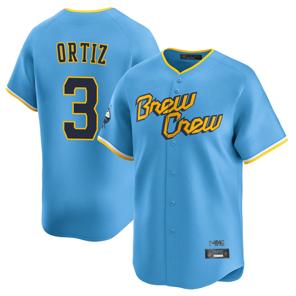 tocy M.Brewers #3 Joey Ortiz Player Light Blue City Connect Home Limited Stitched Jerseys