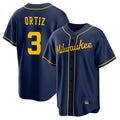 tocy M.Brewers #3 Joey Ortiz Player Navy Home Game Stitched Jerseys
