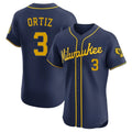 tocy M.Brewers #3 Joey Ortiz Player Navy Home Limited Elite Stitched Jerseys