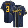 tocy M.Brewers #3 Joey Ortiz Player Navy Home Stadium Game Stitched Jerseys
