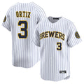 tocy M.Brewers #3 Joey Ortiz Player White Stripes Home Limited Game Stitched Jerseys
