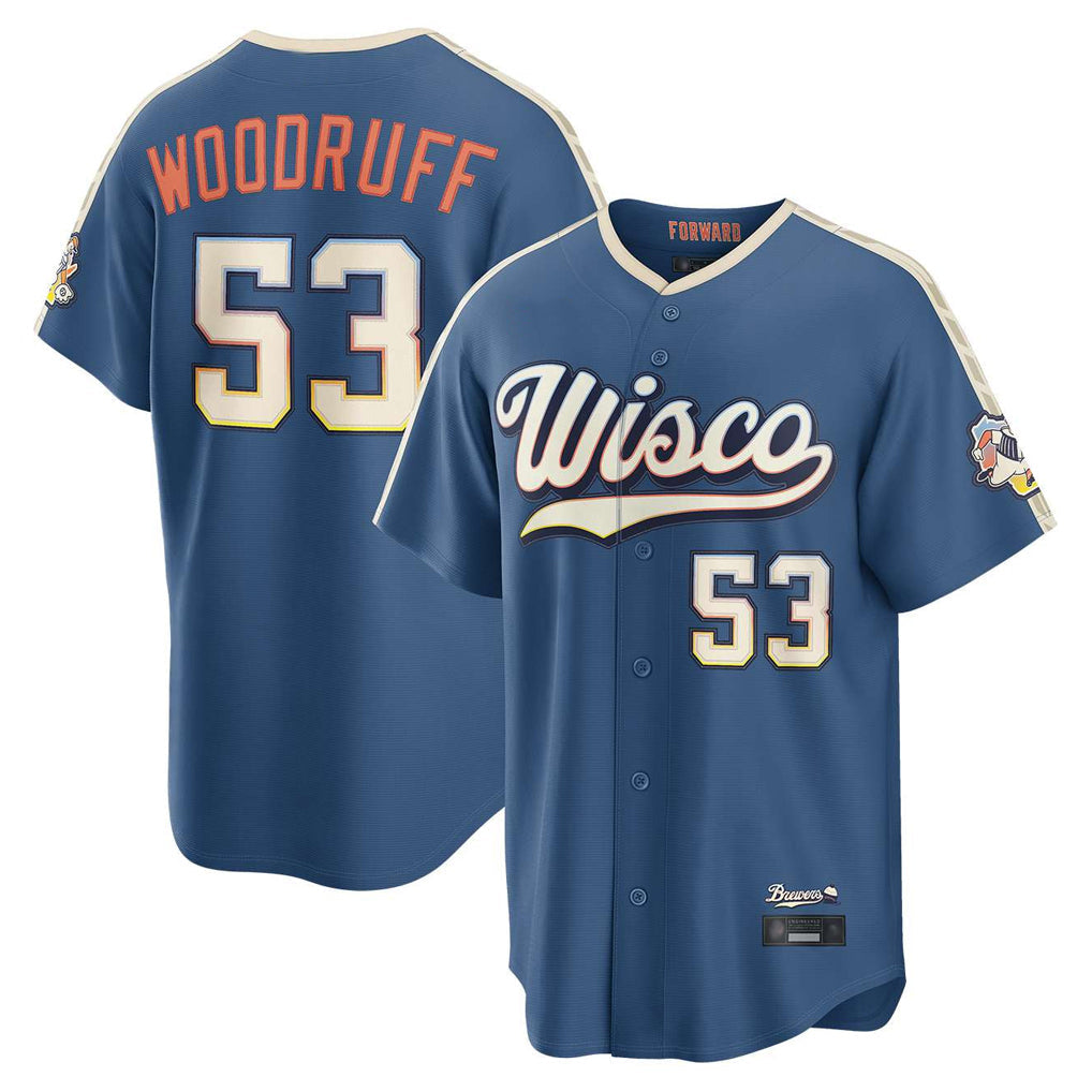 tocy M.Brewers #53 Brandon Woodruff Player Blue 2026 City Connect Home Game Stitched Jerseys