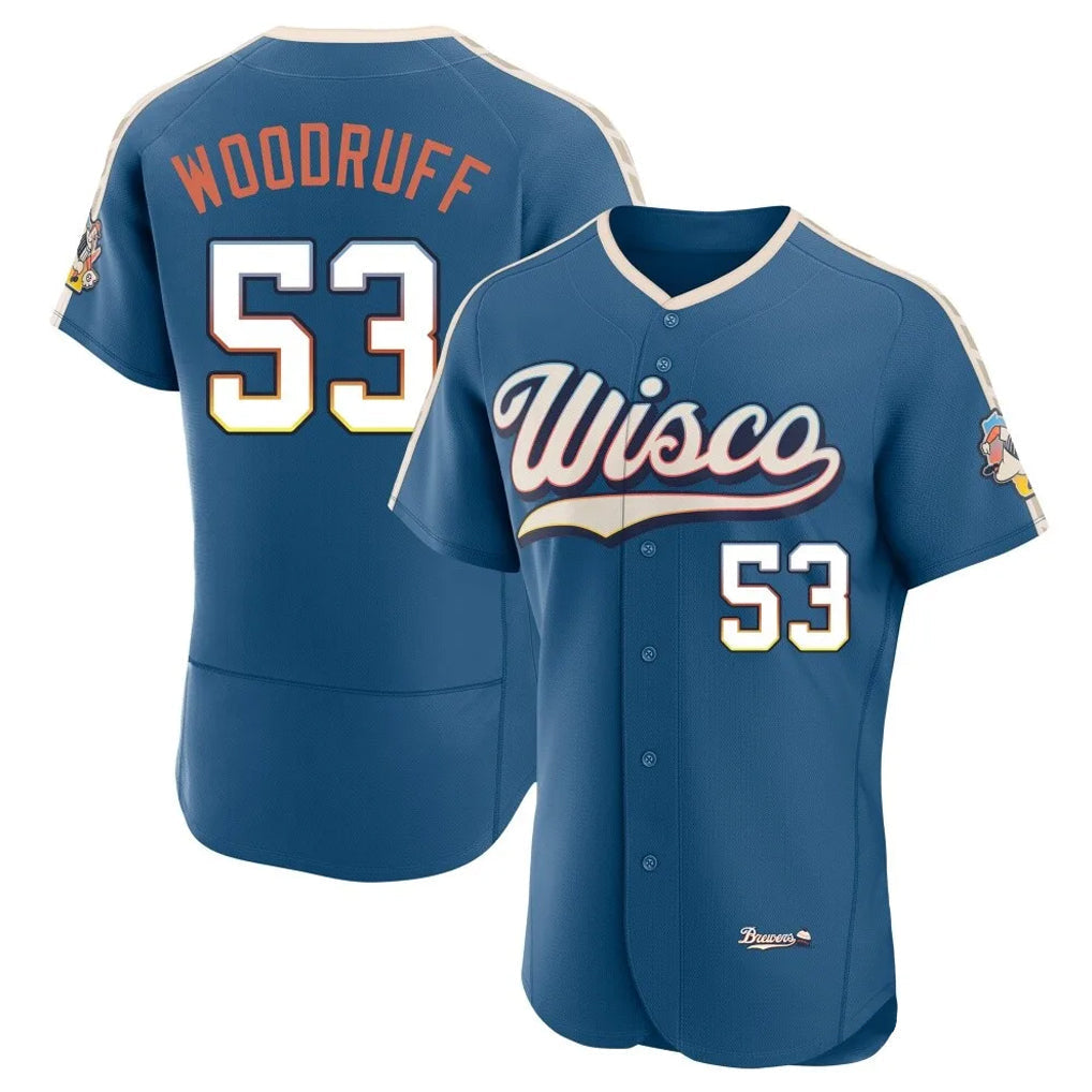 tocy M.Brewers #53 Brandon Woodruff Player Blue 2026 City Connect Home Limited Elite Stitched Jerseys