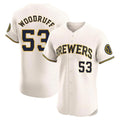 tocy M.Brewers #53 Brandon Woodruff Player Cream Home Limited Elite Stitched Jerseys