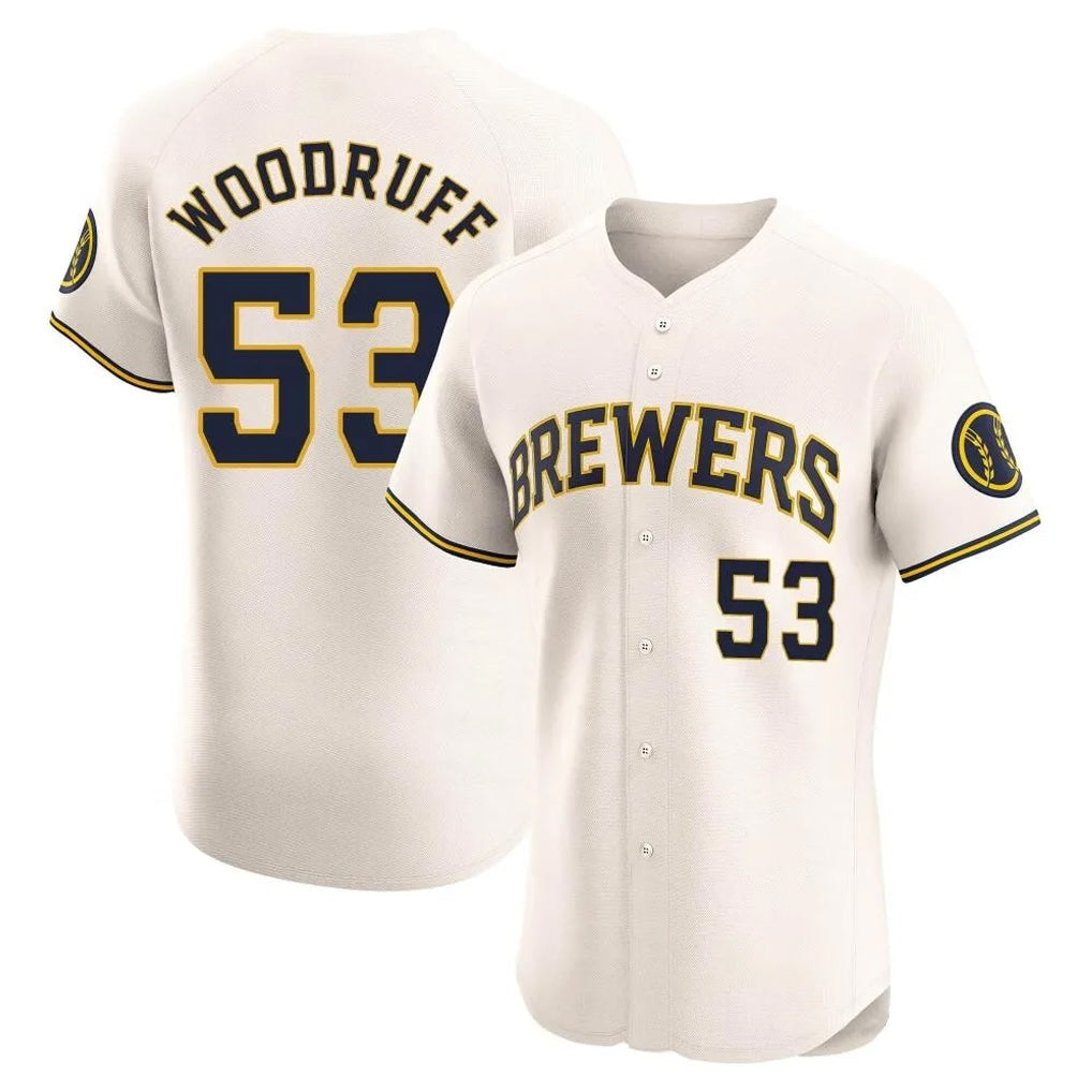 tocy M.Brewers #53 Brandon Woodruff Player Cream Home Limited Elite Stitched Jerseys