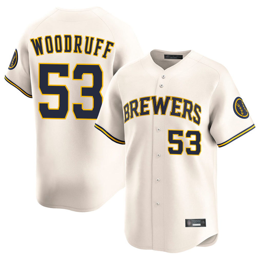 tocy M.Brewers #53 Brandon Woodruff Player Cream Home Limited Game Stitched Jerseys
