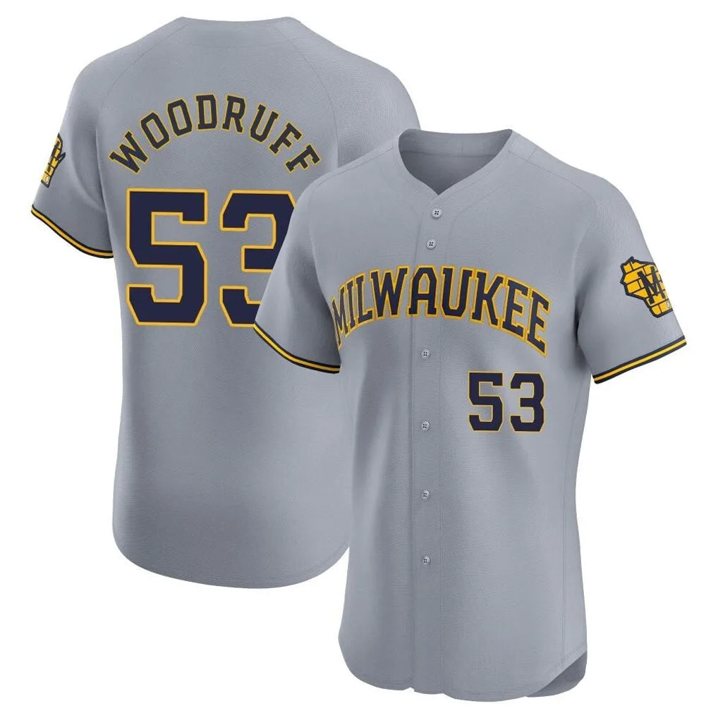 tocy M.Brewers #53 Brandon Woodruff Player Gray Home Limited Elite Stitched Jerseys