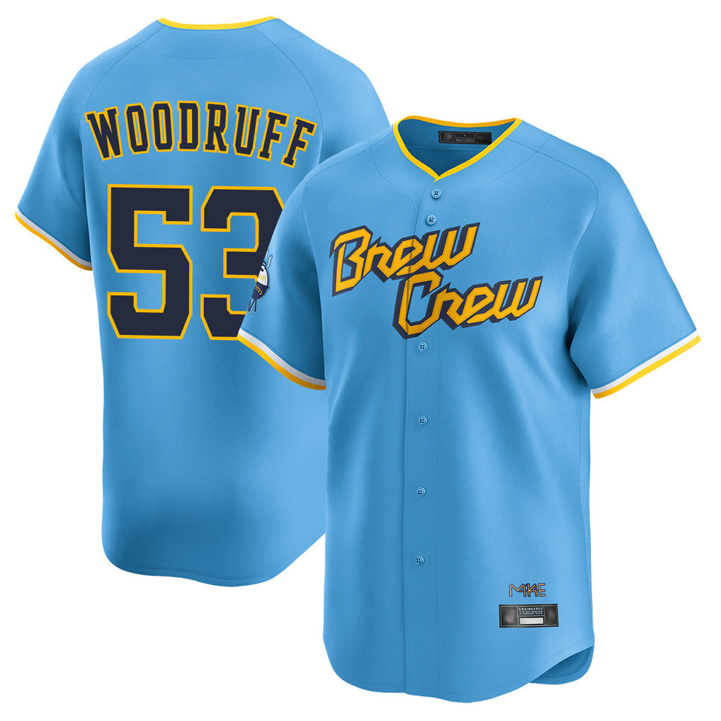 tocy M.Brewers #53 Brandon Woodruff Player Light Blue City Connect Home Limited Stitched Jerseys