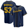tocy M.Brewers #53 Brandon Woodruff Player Navy Home Game Stitched Jerseys