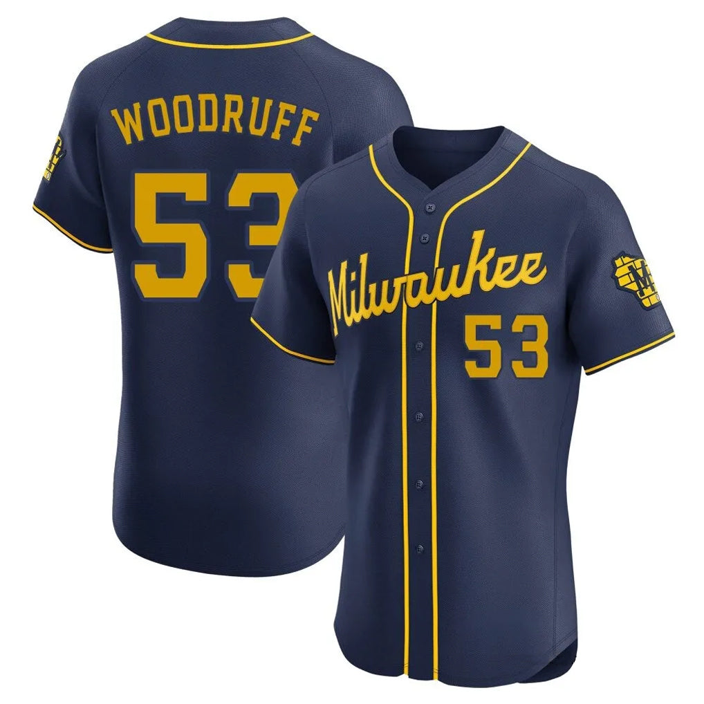 tocy M.Brewers #53 Brandon Woodruff Player Navy Home Limited Elite Stitched Jerseys