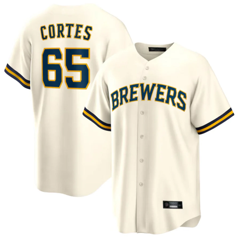 tocy M.Brewers #65 Nestor Cortes Player Cream Home Game Stitched Jerseys