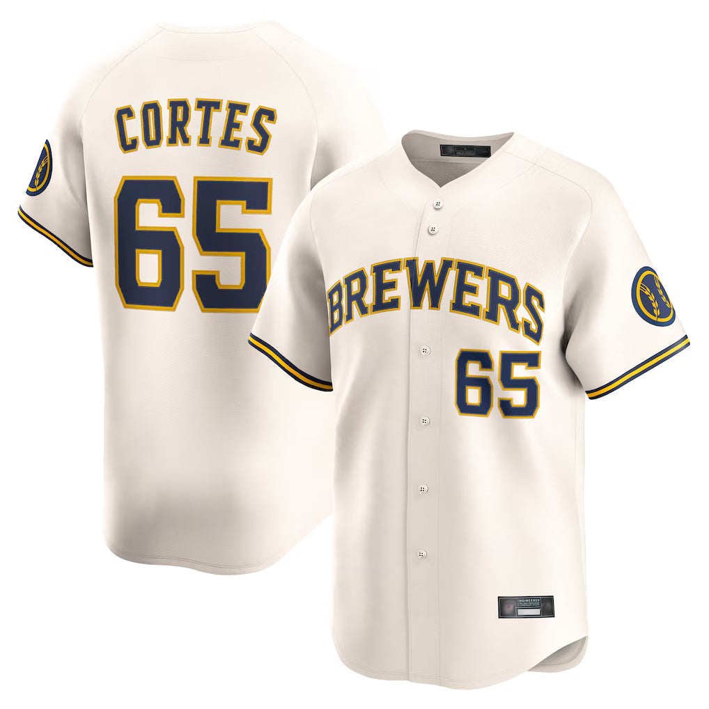 tocy M.Brewers #65 Nestor Cortes Player Cream Home Limited Game Stitched Jerseys