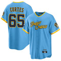 tocy M.Brewers #65 Nestor Cortes Player Light Blue City Connect Home Game Stitched Jerseys