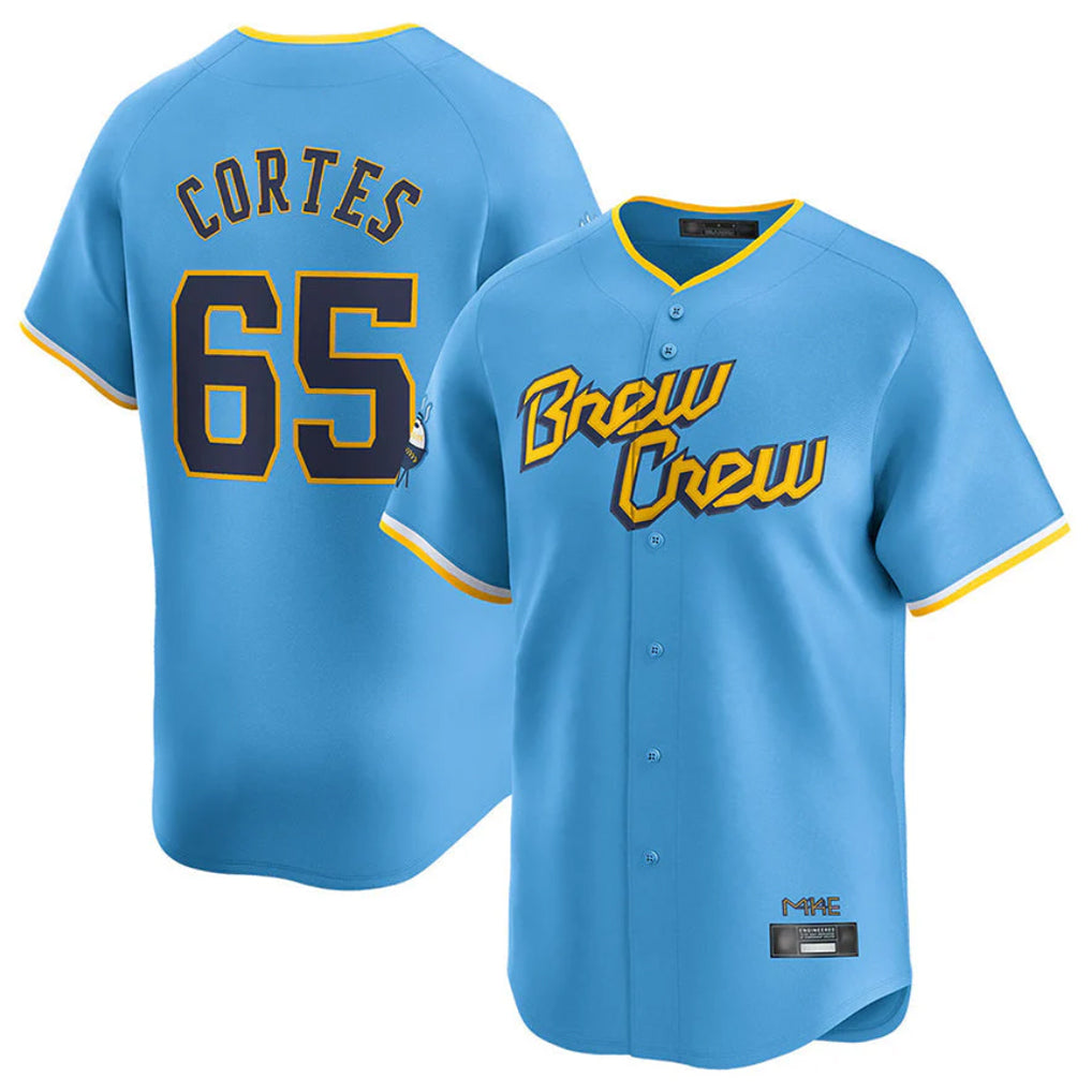 tocy M.Brewers #65 Nestor Cortes Player Light Blue City Connect Home Limited Stitched Jerseys