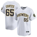 tocy M.Brewers #65 Nestor Cortes Player White Stripes Home Limited Game Stitched Jerseys