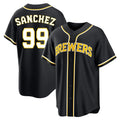 tocy M.Brewers #99 Gary Sanchez Player Black Fashion Out Home Game Stitched Jerseys