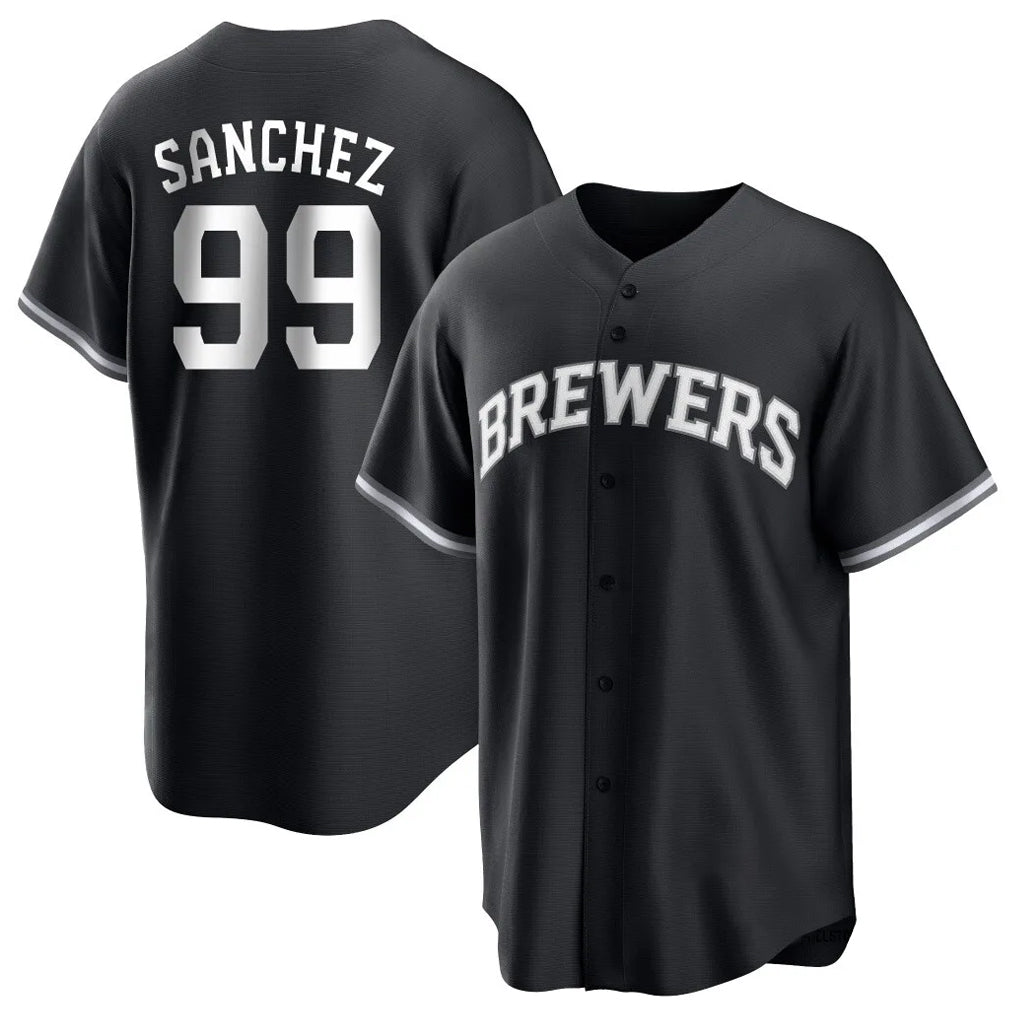 tocy M.Brewers #99 Gary Sanchez Player Black Game Home Stitched Jerseys