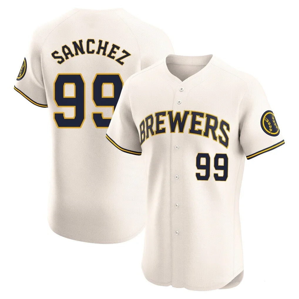 tocy M.Brewers #99 Gary Sanchez Player Cream Home Limited Elite Stitched Jerseys
