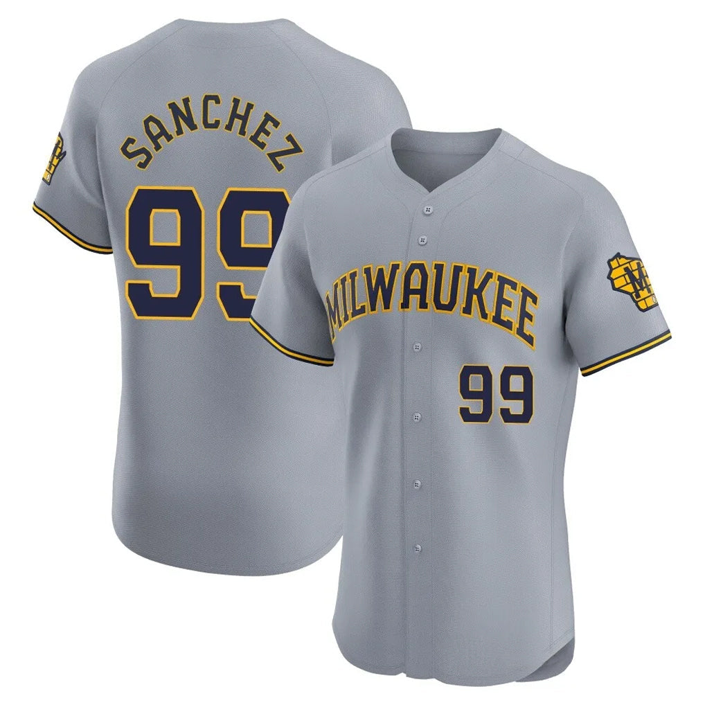 tocy M.Brewers #99 Gary Sanchez Player Gray Home Limited Elite Stitched Jerseys