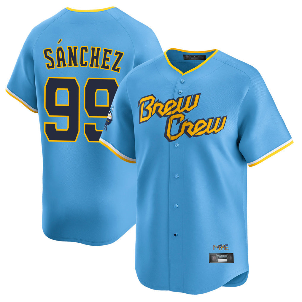 tocy M.Brewers #99 Gary Sanchez Player Light Blue City Connect Home Limited Stitched Jerseys