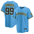 tocy M.Brewers #99 Gary Sanchez Player Light Blue Road Stadium Game Stitched Jerseys