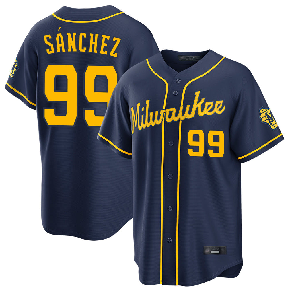 tocy M.Brewers #99 Gary Sanchez Player Navy Home Stadium Game Stitched Jerseys