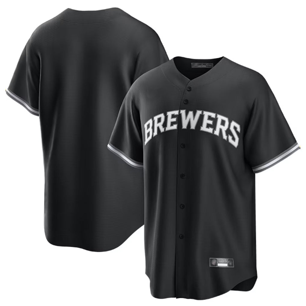 tocy M.Brewers Blank Player Black Game Home Stitched Jerseys