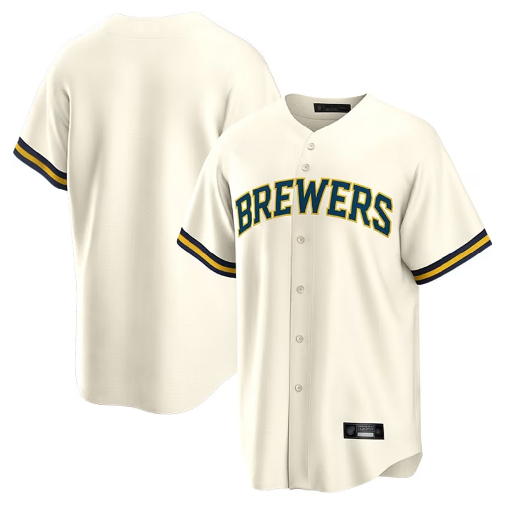 tocy M.Brewers Blank Player Cream Home Game Stitched Jerseys