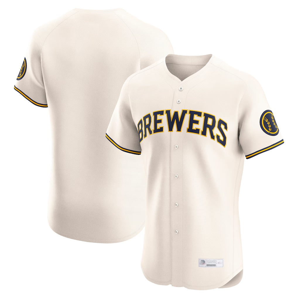 tocy M.Brewers Blank Player Cream Home Limited Elite Stitched Jerseys