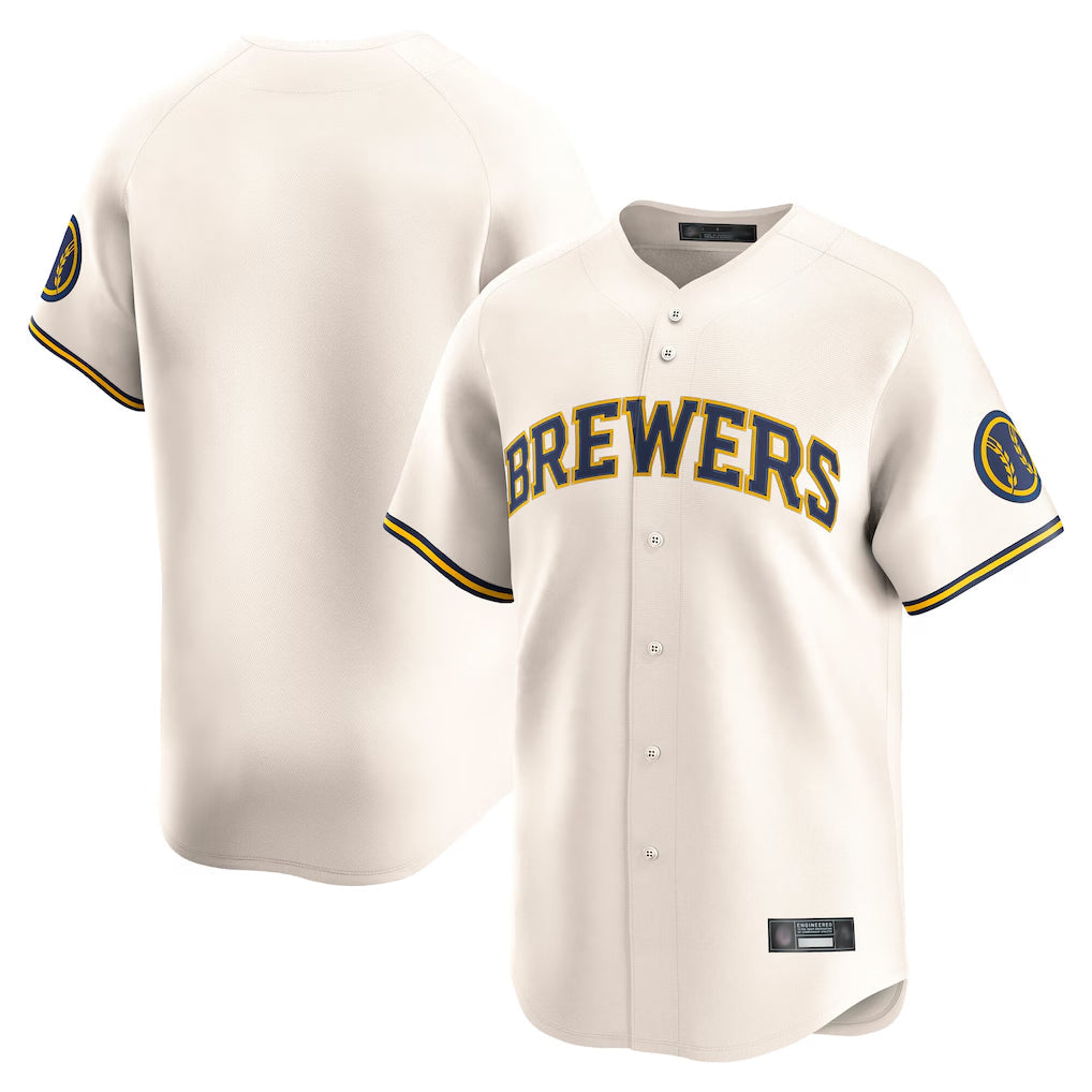 tocy M.Brewers Blank Player Cream Home Limited Game Stitched Jerseys