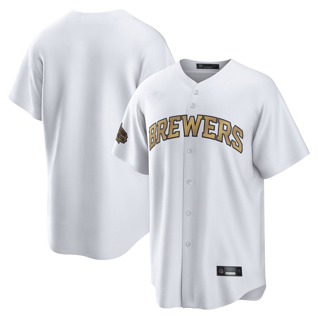 tocy M.Brewers Blank Player Gold Home Game Stitched Jerseys
