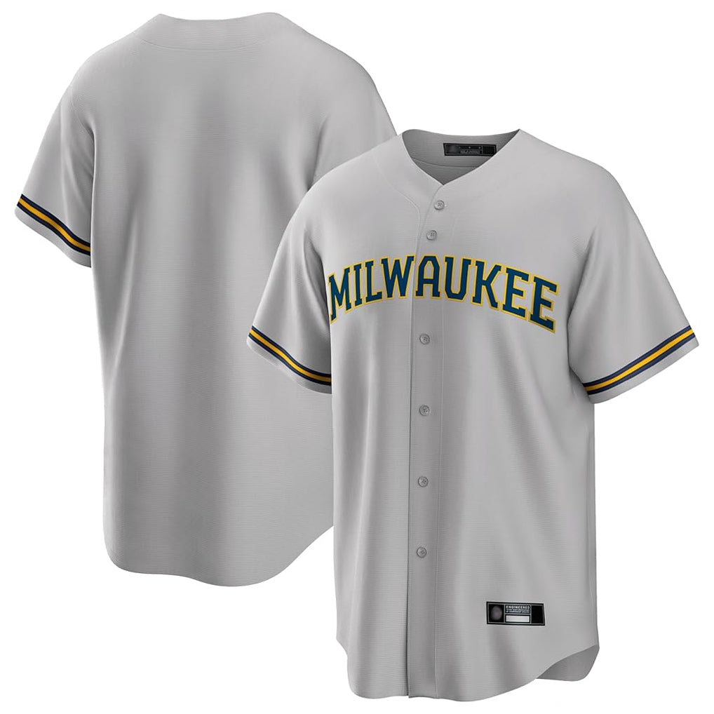 tocy M.Brewers Blank Player Gray Home Game Stitched Jerseys