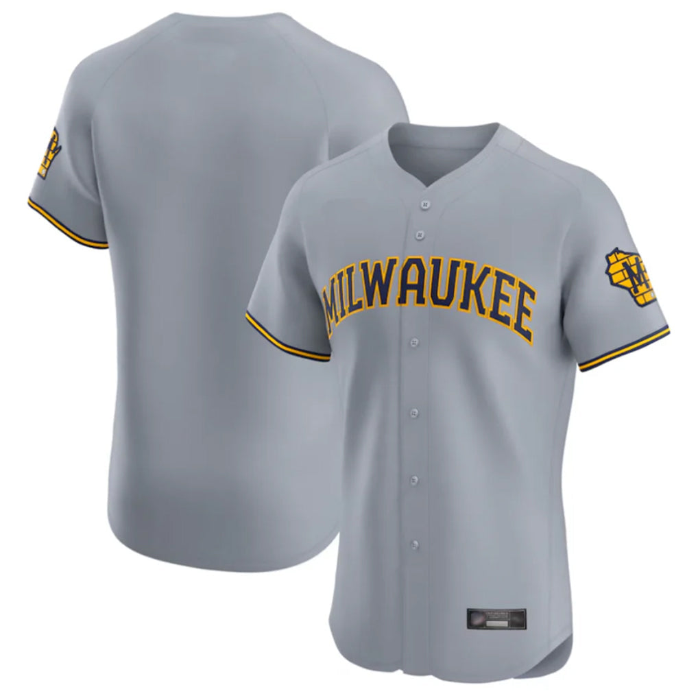tocy M.Brewers Blank Player Gray Home Limited Elite Stitched Jerseys