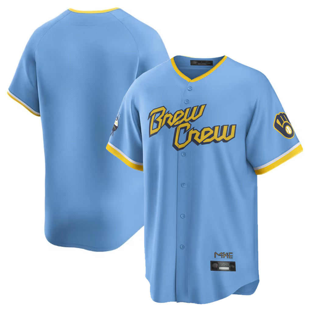 tocy M.Brewers Blank Player Light Blue City Connect Home Game Stitched Jerseys
