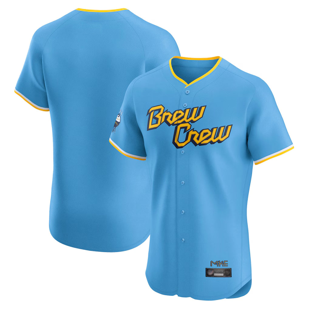 tocy M.Brewers Blank Player Light Blue City Connect Home Limited Elite Stitched Jerseys