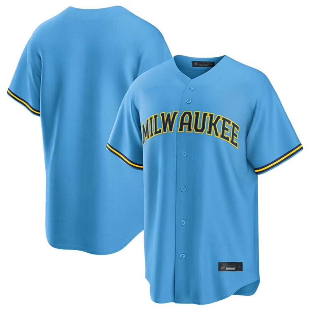 tocy M.Brewers Blank Player Light Blue Road Stadium Game Stitched Jerseys