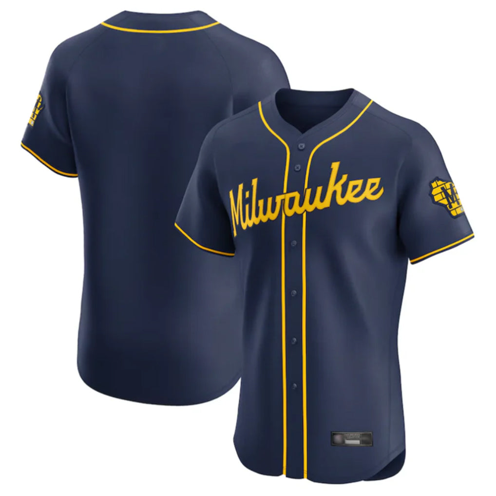 tocy M.Brewers Blank Player Navy Home Limited Elite Stitched Jerseys