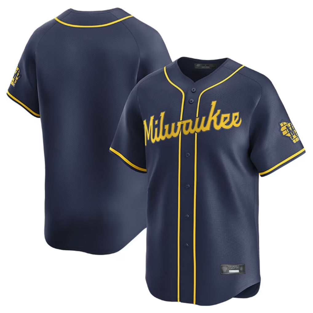 tocy M.Brewers Blank Player Navy Home Limited Stitched Jerseys