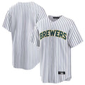 tocy M.Brewers Blank Player White Stripes Home Game Stitched Jerseys