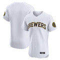 tocy M.Brewers Blank Player White Stripes Home Limited Elite Stitched Jerseys