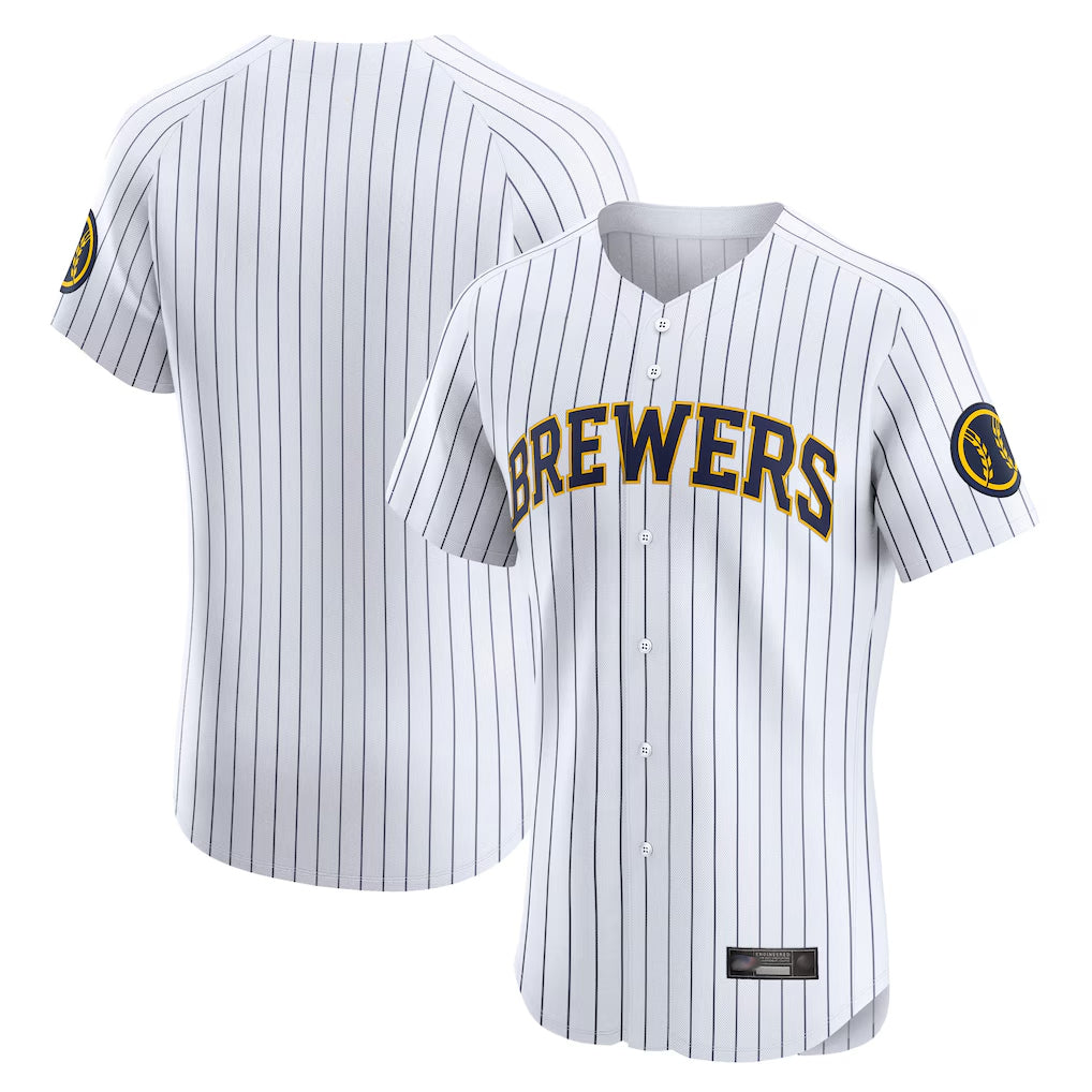 tocy M.Brewers Blank Player White Stripes Home Limited Elite Stitched Jerseys