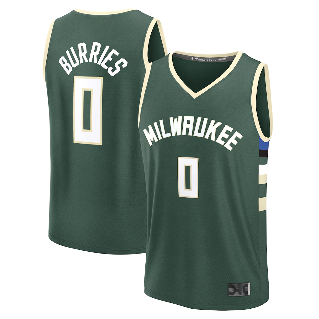 tocy M.Bucks #0 Brayden Burries Green 2026  Draft First Round Pick Fast Break Jerseys - Icon Edition