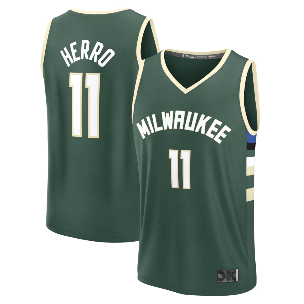 tocy M.Bucks #11 Tyler Herro Hunter Green Fast Break Replica Jerseys - Icon Edition